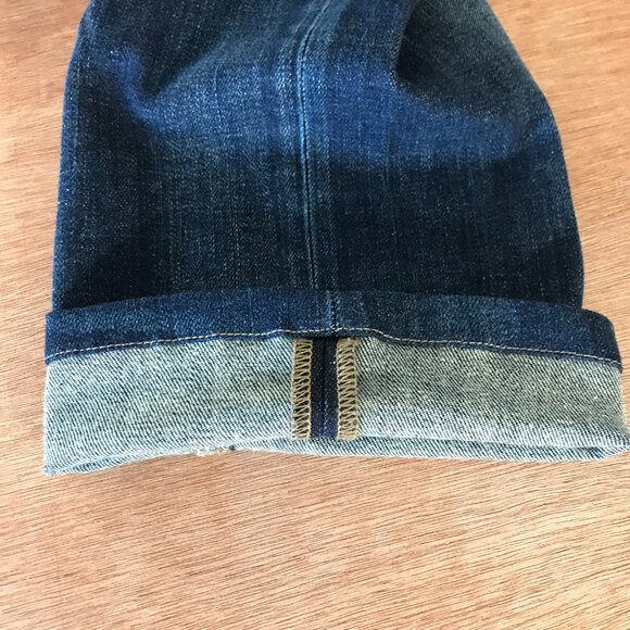 Uniqlo Slim Straight Jeans Men 31x26 Blue Japanese Kaihara Selvedge Distressed - Picture 12 of 13